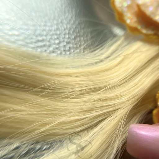 Sponka do vlasov s príčeskom melír ombré vlasy morská panna blond ružová mašľa BR