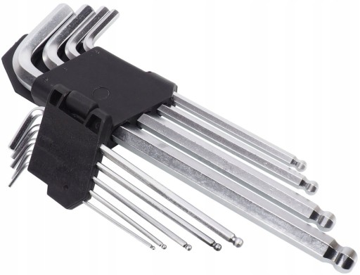 KĽÚČE IMBUSRUSTOVÉ S GUĽOU HLINÍKOVÁ GUĽA 1,5-10MM CRV 9 ks. TYP L