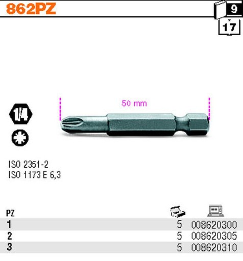 KĽÚČ KONCOVÝ BIT 1/4 KRÍŽOVÝ PZ3 50 mm BETA