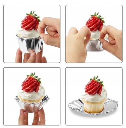PAPIEROVÉ DRŽIAKY 50X STRIEBORNÉ 50 KS NA MUFFINY, MUFFINY A PÁSKY NA BALENIE