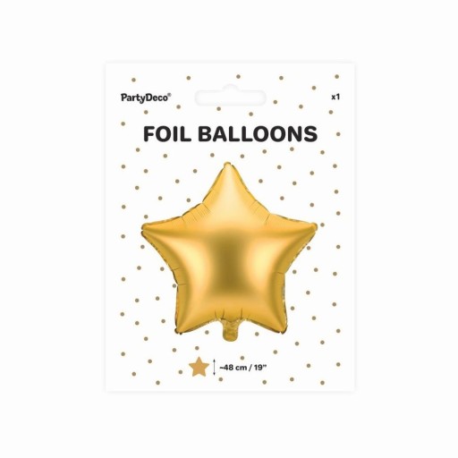 Zlatý saténový fóliový balón STAR 48 cm na HEL na Silvestra