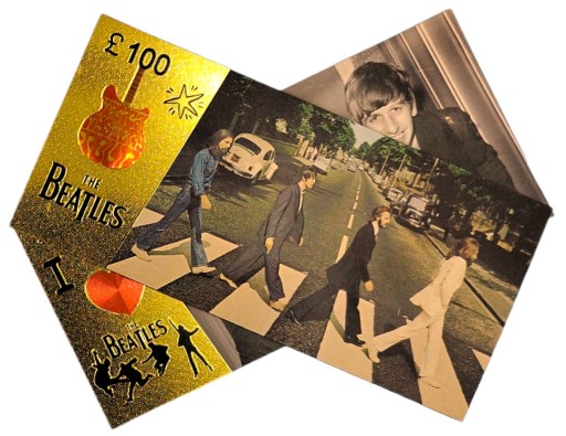 Jedinečný darček zberateľských bankoviek s pozlátenými bankovkami THE BEATLES