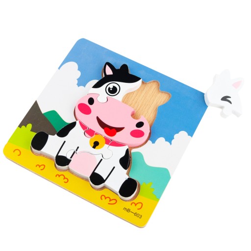 DREVENÉ PUZZLE VZDELÁVACIE KRAVSKÉ PUZZLE BLOK