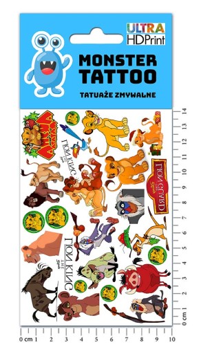 UMÝVAJÚCE DOČASNÉ TETOVANIE PRE DETI LEV KRÁĽ, ORIGINÁLNE DIZAJNY