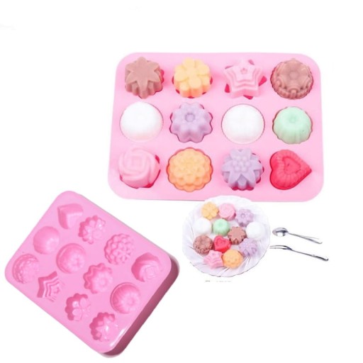 Silikónová forma na muffiny, cupcaky, zákusky, rôzne prevedenia, 12GN