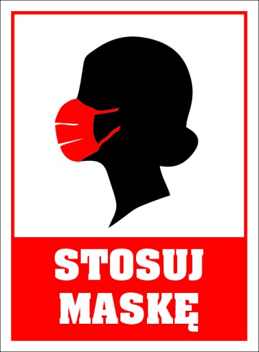 Nálepka POUŽIJ MASKU 15x20 cm do obchodu alebo firmy
