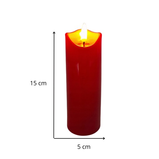 SVIEČKA VALCOVÁ LED STOLOVÁ SVIEČKA ČERVENÁ 15 CM SVIEČKA LED NA BATÉRIU