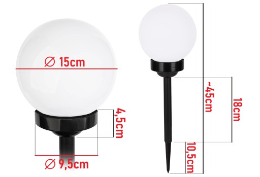 SOLAR LED Záhradná lampa, BIELA GUĽA, 15 cm