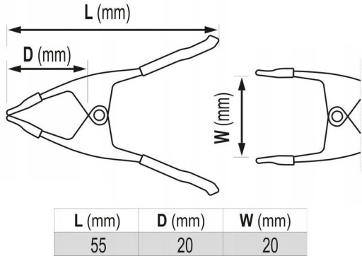 PRUŽINOVÁ SVORKA KOVOVÁ SVORKA L- 55 MM 10 KS