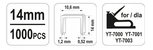 SPONKY 14mm 1,2mm 10,6mm 1000ks. YATO YT-7026