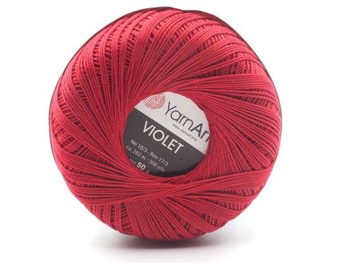 Violet YarnArt šnúra, mercerizovaná bavlna, farba 5020 červená