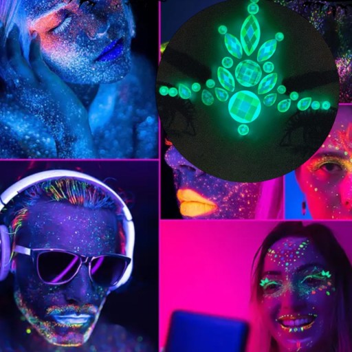 NÁLEPKY KRIŠTÁĽOV FACE ZIRCONIA diamanty ŽIARI V TME 3D