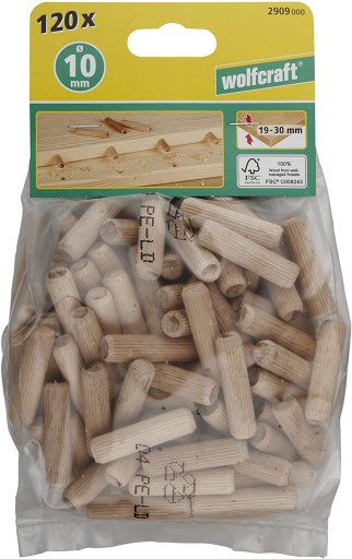 Drevené hmoždinky 10 mm 120 ks wolfcraft 2909000