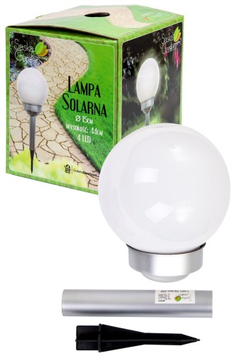 solárna záhradná lampa, mliečna, BIELA GUĽA, 44 cm