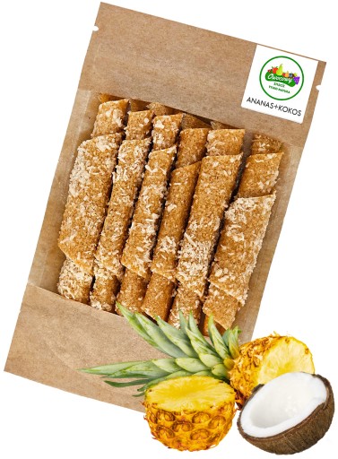 OVOCNÉ VALCE Ananás s kokosom 50g Prírodný ovocný snack Ananás
