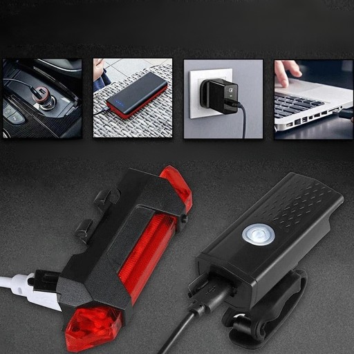 LED BICYKLOVÉ SVETLO ZADNÉ PREDNÉ NA BICYKEL USB SET