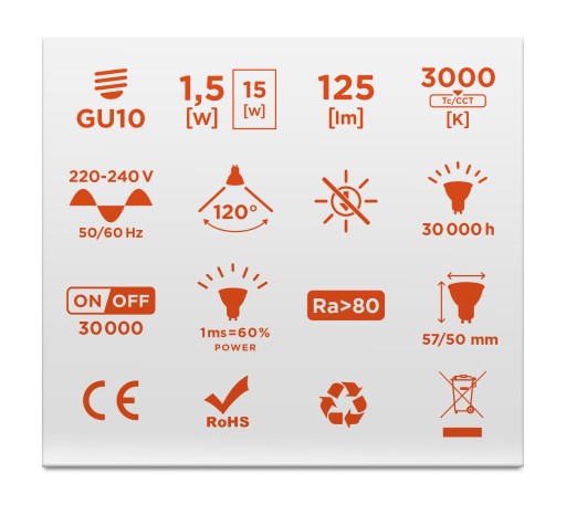 Led žiarovka GU10 1,5W = 15W 135lm 3 FARBY BERGE