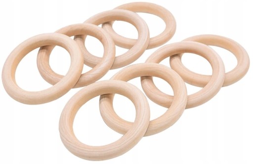 Drevený krúžok na makramé záclonovú tyč 75mm, 3 ks