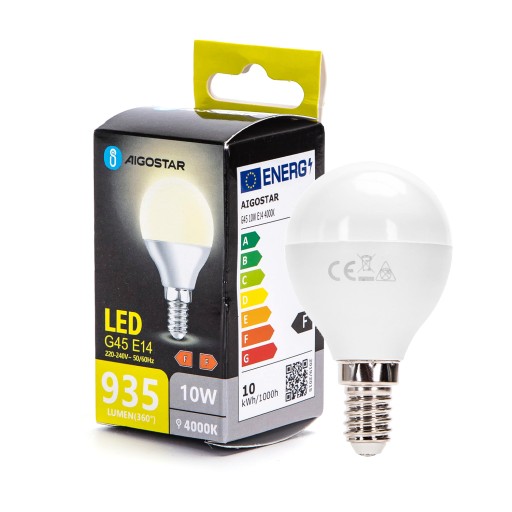 VÝKONNÁ MINI LED žiarovka E14 G45 10W 935lm neutrálna 4000K