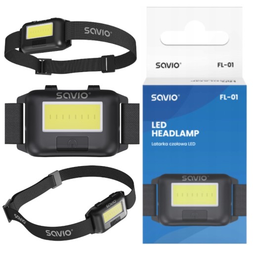 COB LED čelovka SAVIO FL-01 Čelovka na batérie 140Lm 10m 4 režimy
