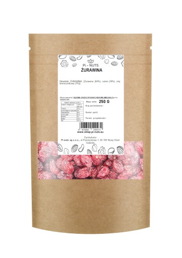 SUŠENÉ ČERSTVÉ AROMATICKÉ BRUSINKY 250G PI-ORECH