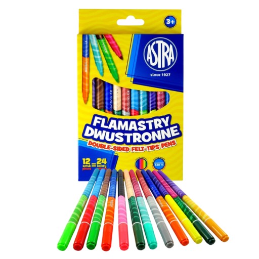 ASTRA Obojstranné fixy, 12 ks, 24 farieb