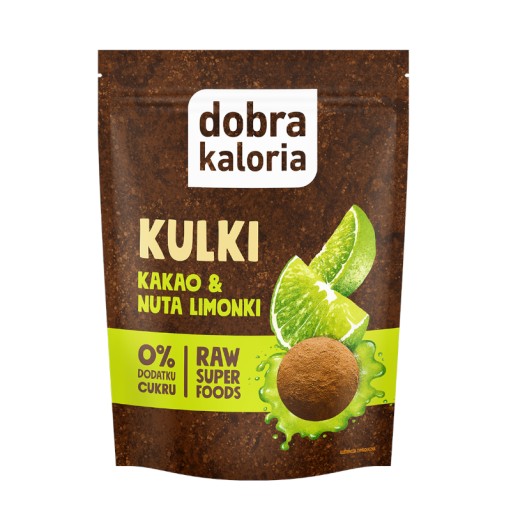 Datlový snack Kakaové guličky a limetka Poznámka BEZ CUKRU 65 g Dobrá kalória