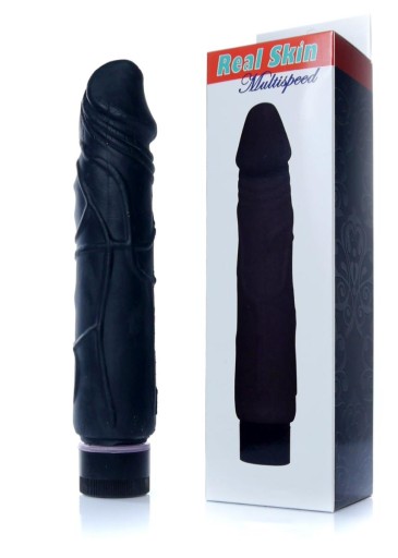 ČIERNY CYBER KOŽENÝ VIBRÁTOR, PRÍRODNÝ PENIS