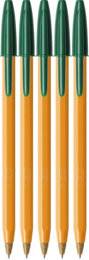 BIC ORANŽOVÝ ORIGINÁL JEMNÝ GUĽOVÝ BOD 0,7 mm ZELENÝ x 5