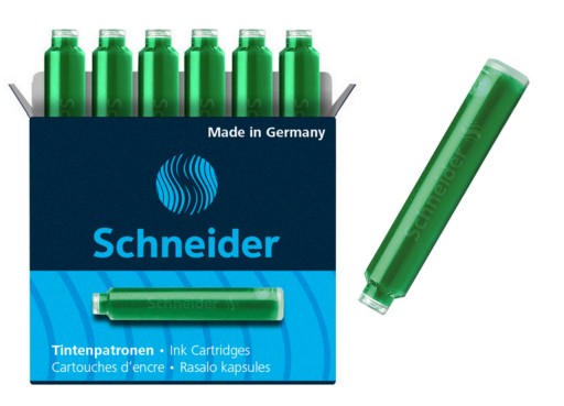 ŠTANDARDNÉ NÁPLNE ZELENÉ PERÁ, 6 KS SCHNEIDER