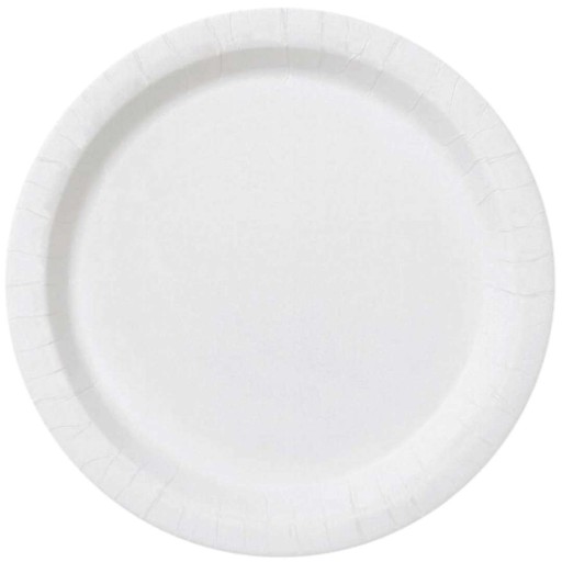 Papierové taniere, biele, veľkosť 23 cm, 8 ks (bez plastu)