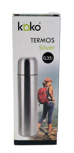 Koko Silver oceľová termoska na nápoje, 0,35 l, strieborná