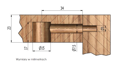 10x Excentrický nábytkový konektor fi15 pre 23mm dosku