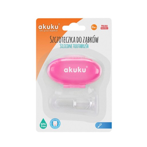 Akuku silikónová kefka na prsty, ružové CASE