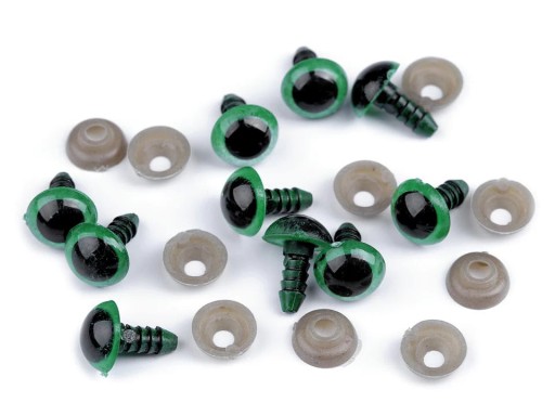 Oči pre maskotov 10mm zelené a čierne 10 ks.