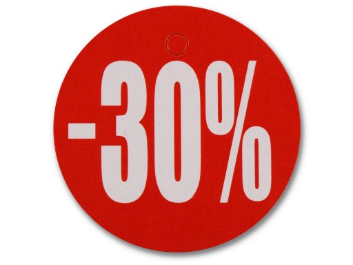 ŠTÍTOK -30% KRUHOVÝ KRUH 4,5CM PREDAJNÁ DOSKA