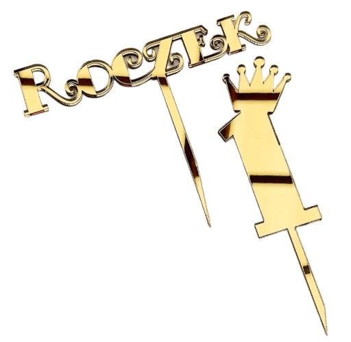 Ročný s číslom 1 s korunkou Topper First Birthday Plexiglass Gold Mirror