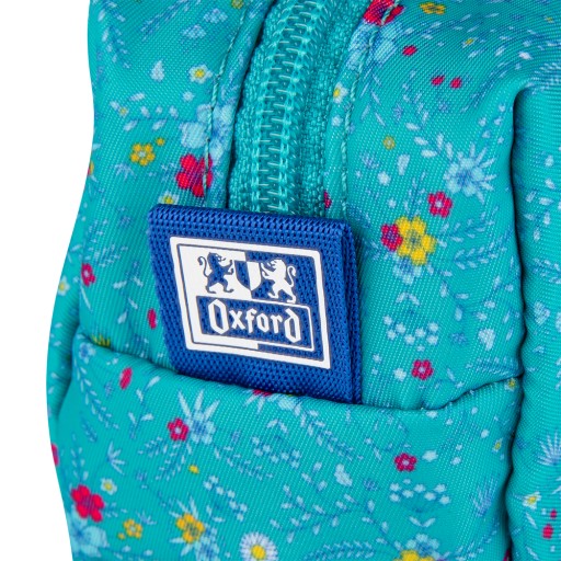 OXFORD FLORAL PENCIL BAG taška, tyrkysová s kvetmi, lúka pre dievčatko