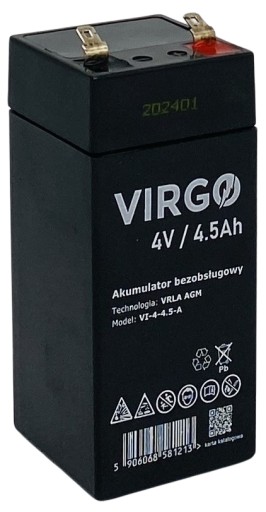 VRLA AGM BATÉRIA 4V 4,5Ah BEZÚDRŽBOVÁ (rozmer 4Ah) HMOTNOSŤ 0,52kg PREMIUM