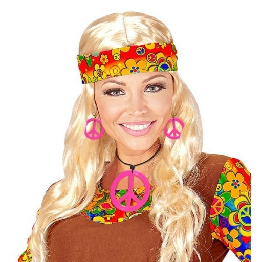 WOODSTOCK HIPPY ŠPERK RUŽOVÝ PRÍvesok + NÁUŠNICE