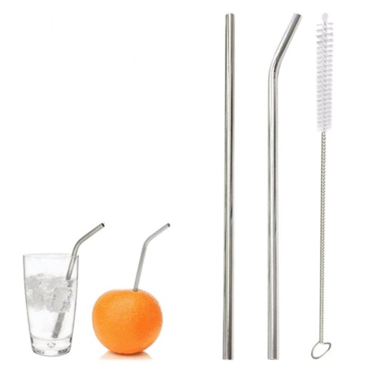2x ekologické znovupoužiteľné kovové slamky + čističe
