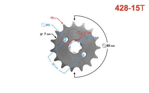 Ozubené koleso 428-15 (s otvormi) Moretti