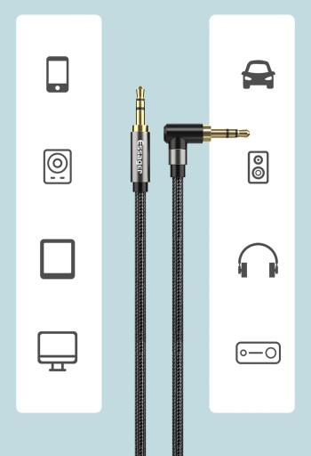 Uhlový AUX AUDIO MINI JACK Kábel 3,5 mm Stereo 1,5 m