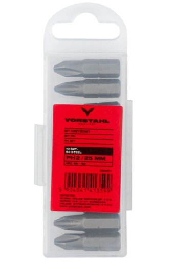 Krížový bit PH2x25mm S2 STEEL QUALITAT (balenie 10ks) VORSTAHL