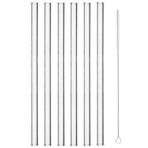 Banquet rovné sklenené slamky + čistič 20 cm (6)