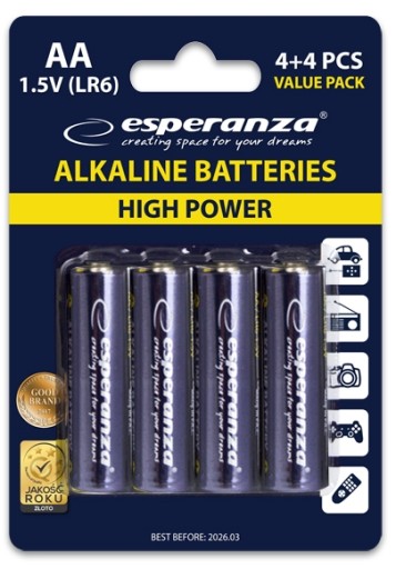 ESPERANZA ALKALINE AA BATÉRIE 8KS Termín 2026!