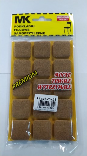 MK prémiové plstené podložky hnedé štvorcové 25x25mm