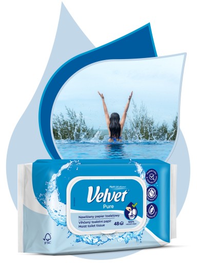 Zamatový vlhčený toaletný papier PURE 1 ks