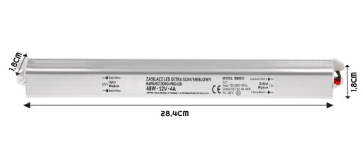12V nábytkový LED zdroj Ultra Slim 4A 48W pre pásiky