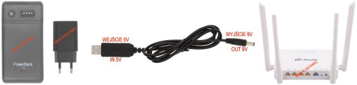Kábel USB prevodník DC zástrčka 5,5x2,1mm 5V na 9V